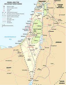 Map of Israel, neighbours and occupied territories