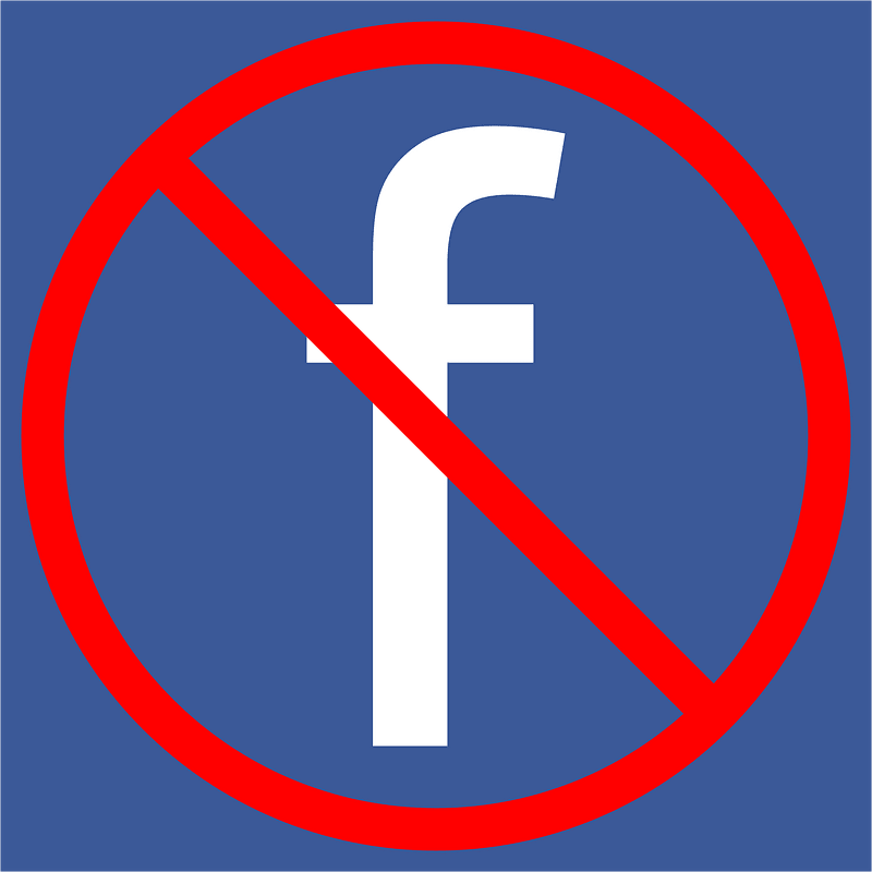 White "f" on a blue background in a "no" sign