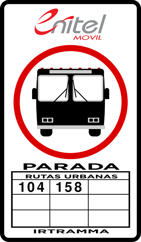 Nicaraguan bus stop sign with sponsor logo