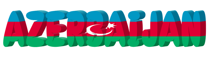Azerbaijan lettering with flag