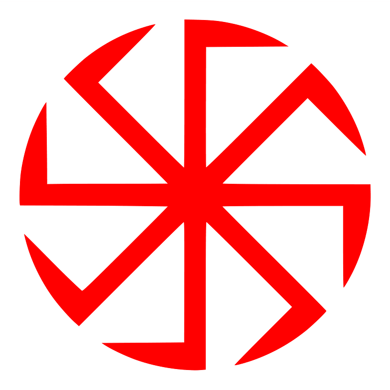 Rodnover kolovrat (red on white)