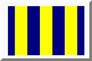 Blu e Giallo a strisce con bordo bianco
