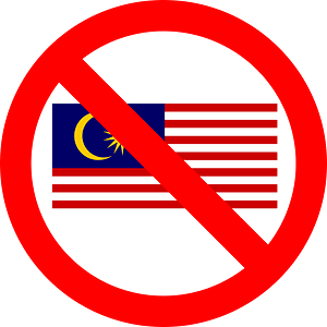 Flag of Malaysia in red circle with slash