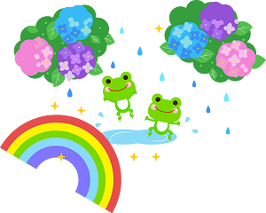 Frog rain rainbow