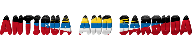 Antigua and Barbuda lettering with flag