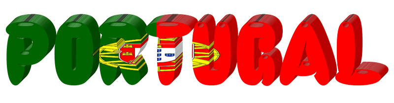 Portugal lettering with flag