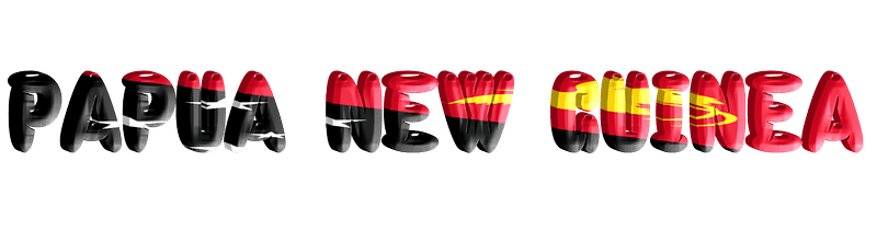 Papua New Guinea lettering with flag