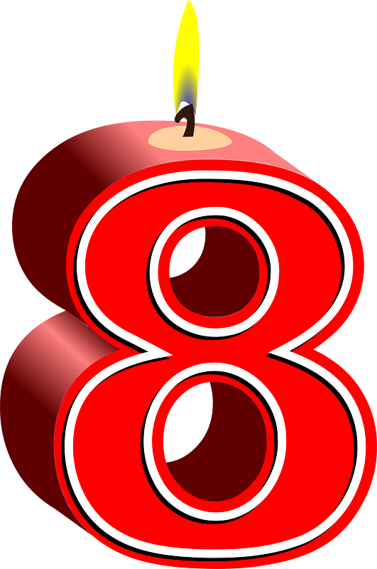 Birthday candle number eight