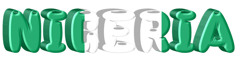 Nigeria lettering with flag