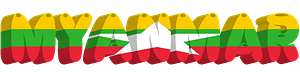Myanmar lettering with flag