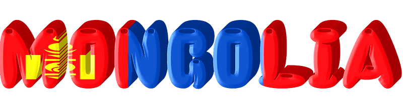 Mongolia lettering with flag