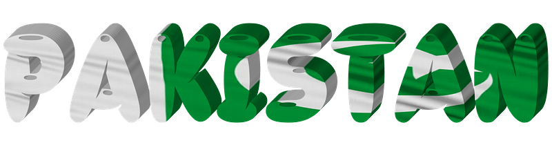 Pakistan lettering with flag