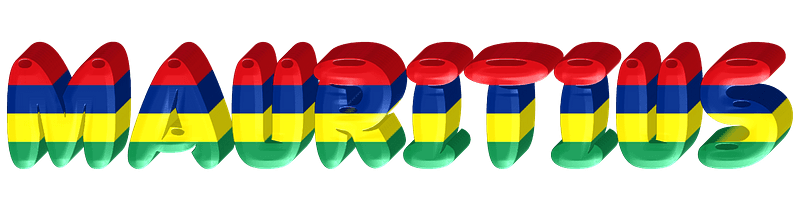 Mauritius lettering with flag