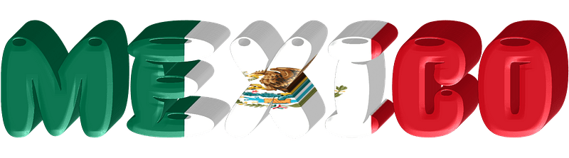 Mexico lettering with flag