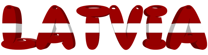 Latvia lettering with flag