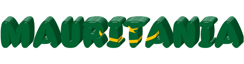 Mauritania lettering with flag