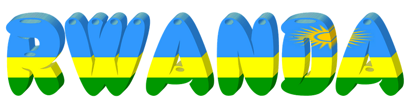 Rwanda lettering with flag