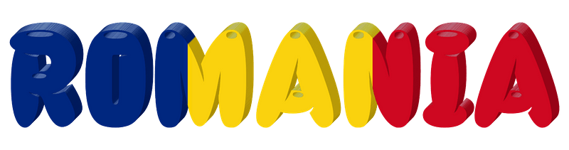 Romania lettering with flag