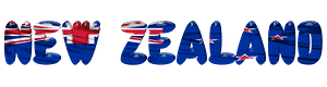 New Zealand lettering with flag