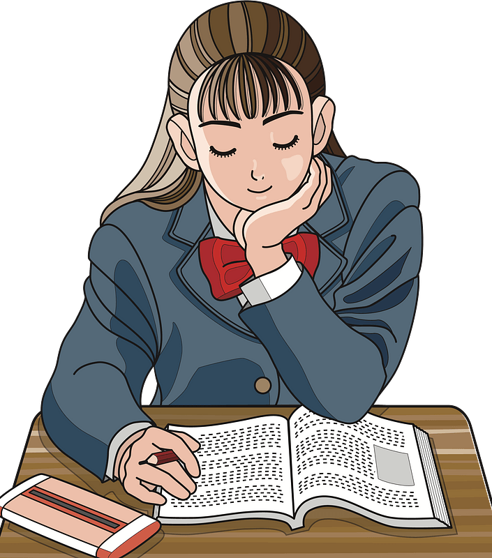 School Girl Studying