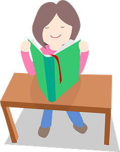 School Girl Reading a Book