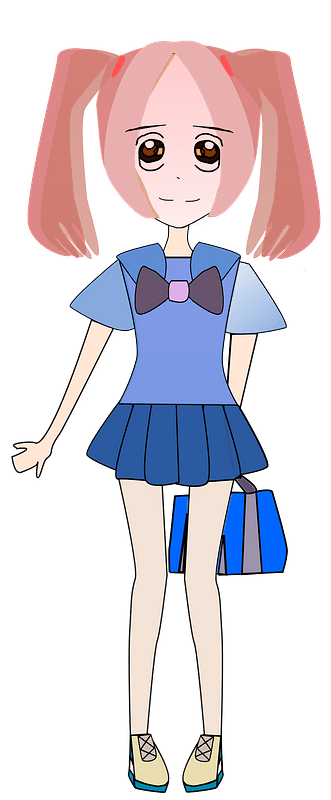 School Girl with Blue Uniform