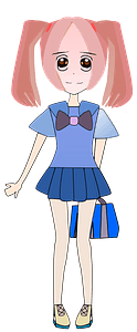 School Girl with Blue Uniform