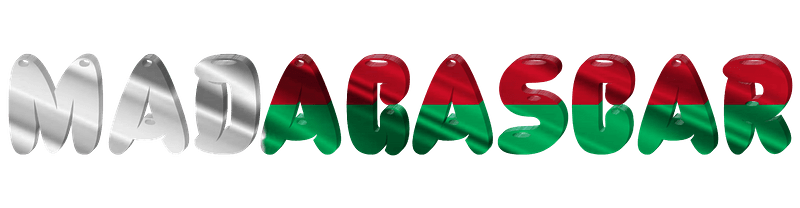 Madagascar lettering with flag