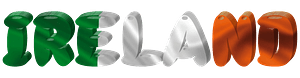 Ireland lettering with flag