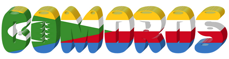 Comoros lettering with flag
