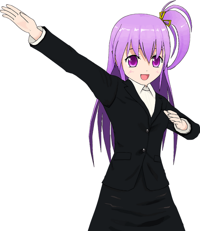 Anime School Girl with Purple Hair