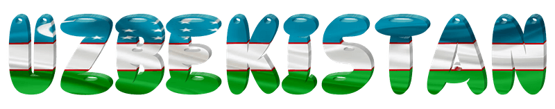 Uzbekistan lettering with flag