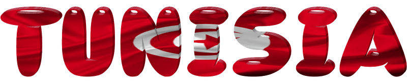 Tunisia lettering with flag