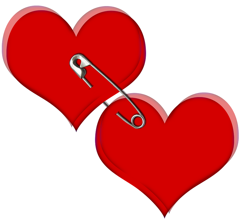 Two hearts with pin