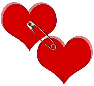 Two hearts with pin