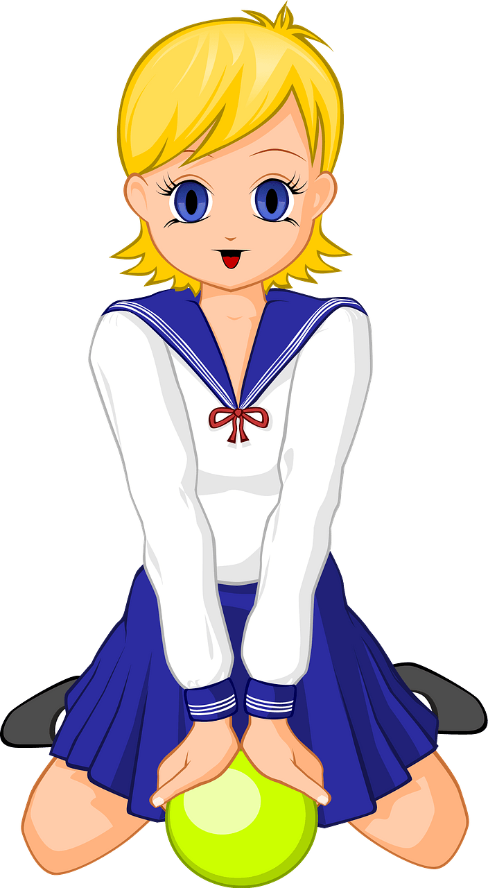 Schoolgirl with green ball