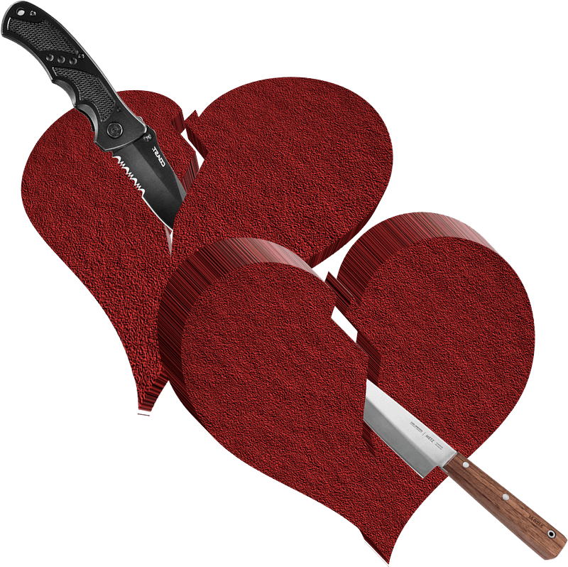 Hearts with knives