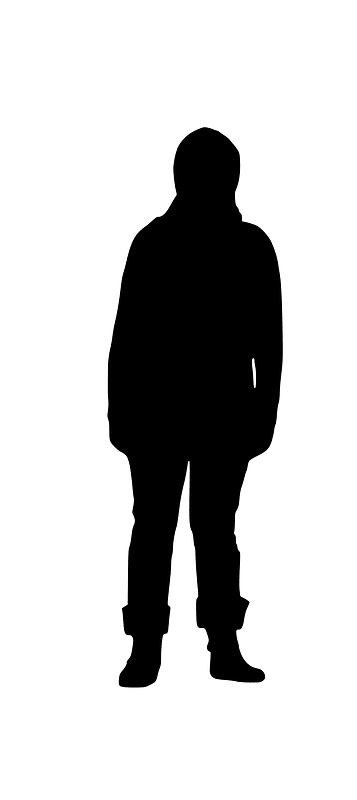 Silhouette of Woman with Hoodie and Rolled Jeans