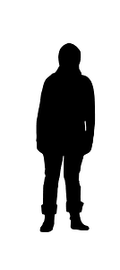 Silhouette of Woman with Hoodie and Rolled Jeans