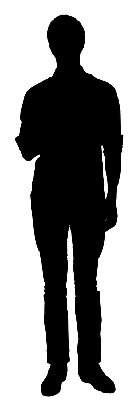 Silhouette of man standing and facing forward
