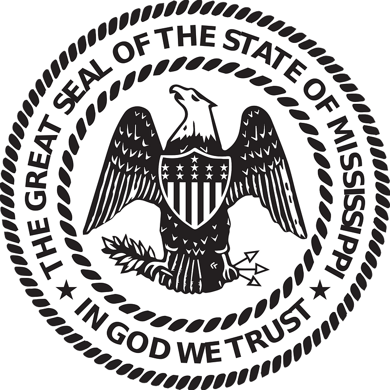 Seal of Mississippi (B&W)