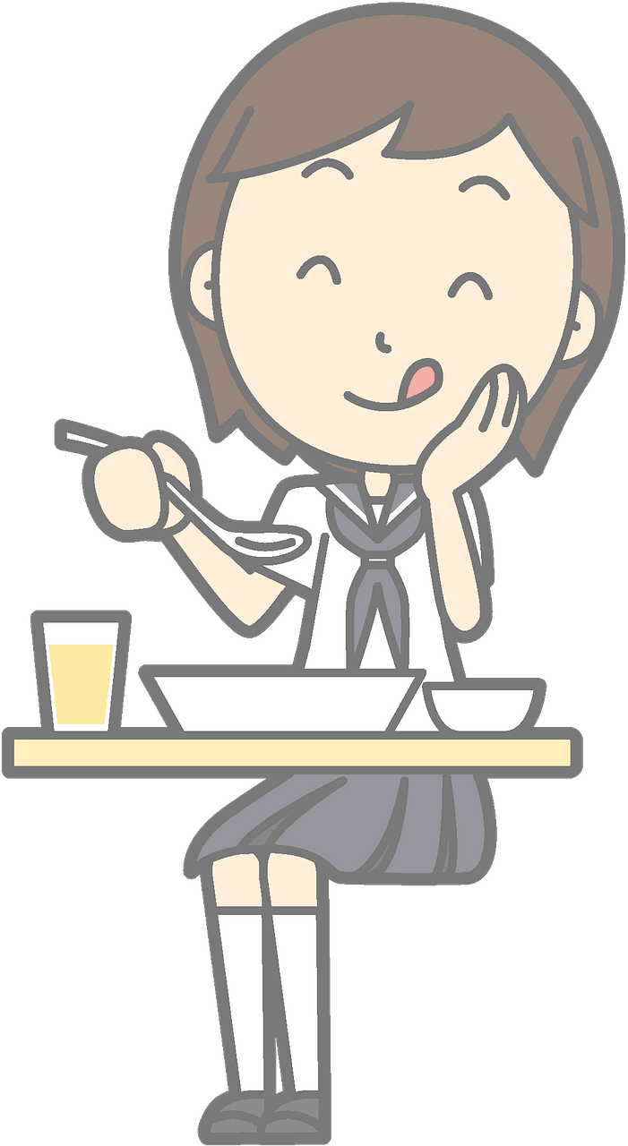 Schoolgirl enjoying lunch