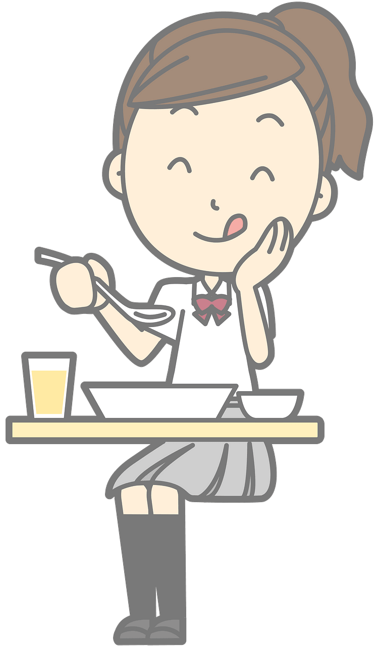 Schoolgirl enjoying lunch