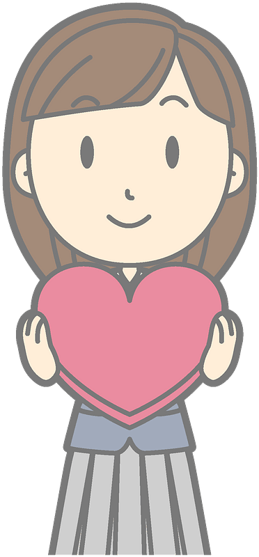Schoolgirl holding red heart