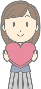Schoolgirl holding red heart