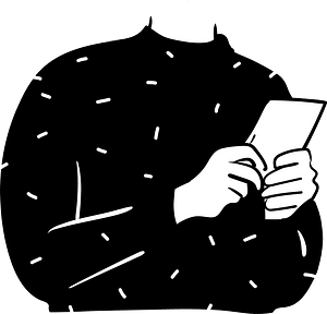 Person in sweater with a paper