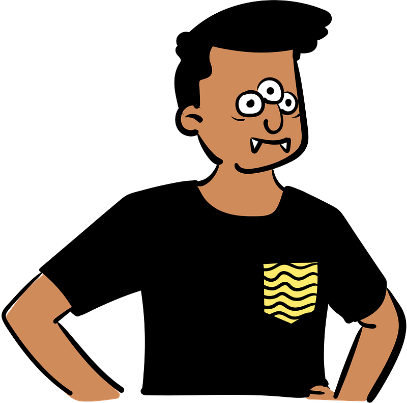 3-eyed person with fangs
