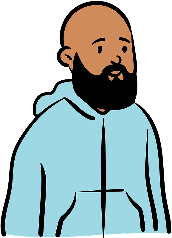 Man in blue hoodie