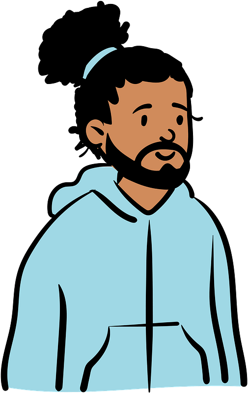 Man in blue hoodie