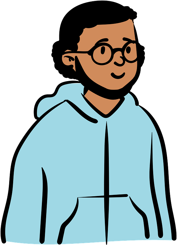 Man in blue hoodie